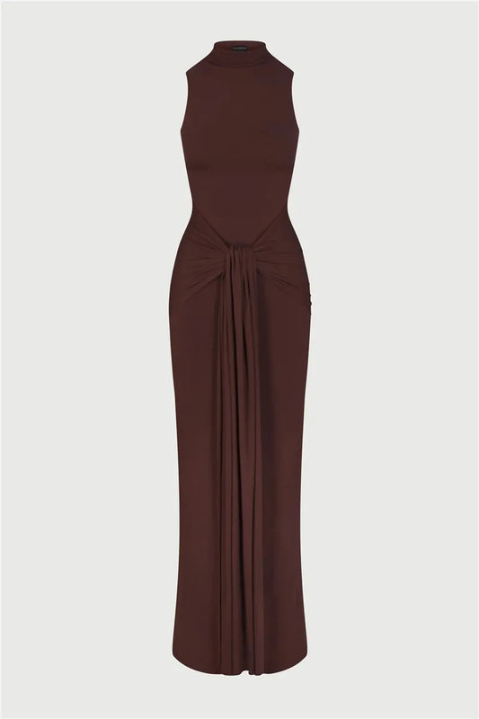 HIGH-NECK MAXI DRESS